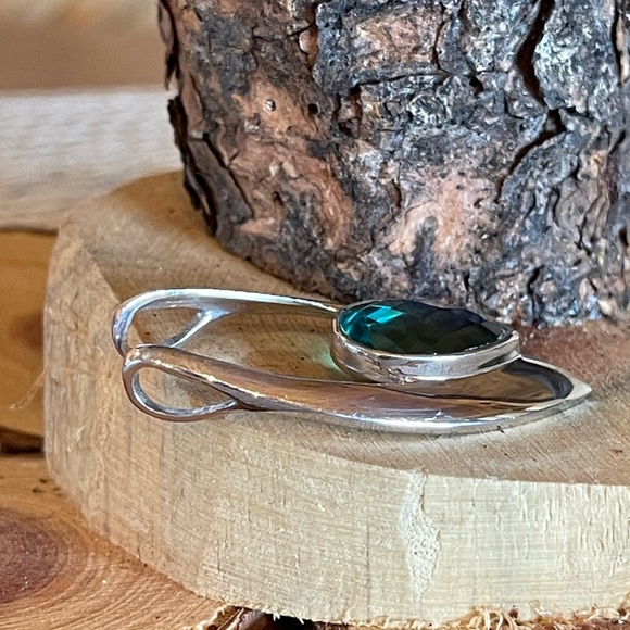 Blue Caribbean Quartz Pendant & Earrings 925 Sterling Silver Genuine Stone - Picture 13 of 14